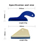 Blue and beige rubber squeegee blades shown with size and weight markings