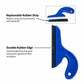 Blue handheld tint squeegee with replaceable rubber strip and black edge