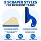 Two tint scraper styles: triangular scraper and handheld squeegee with rubber edge