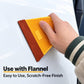 Orange window tinting squeegee with ribbed edge, held against a smooth surface.