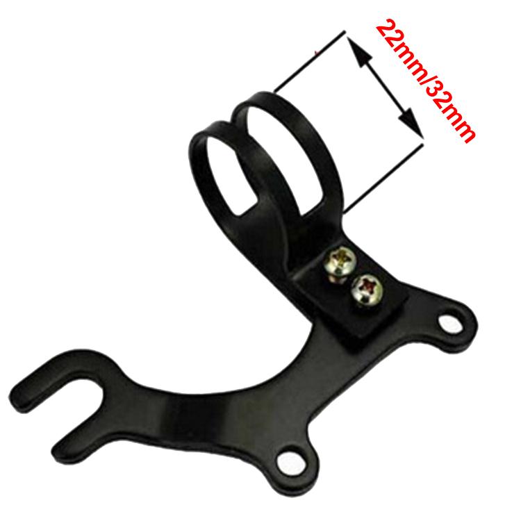 Bicycle disc brake bracket (22mm/32mm), black metal with two screw holes