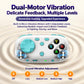 White mini pocket Bluetooth game controller with dual vibration design and turquoise controls