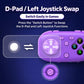 Purple mini pocket Bluetooth game controller with directional pad and left joystick swap buttons