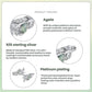Product materials infographic: green agate, 925 sterling silver, platinum plating