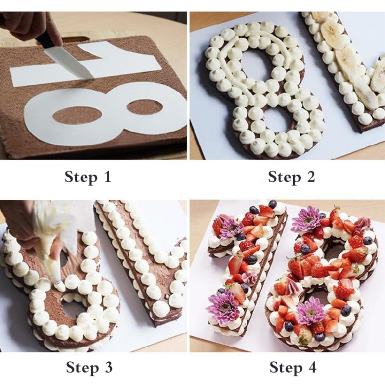 Number cake mold tool set shown in step-by-step assembly for digits
