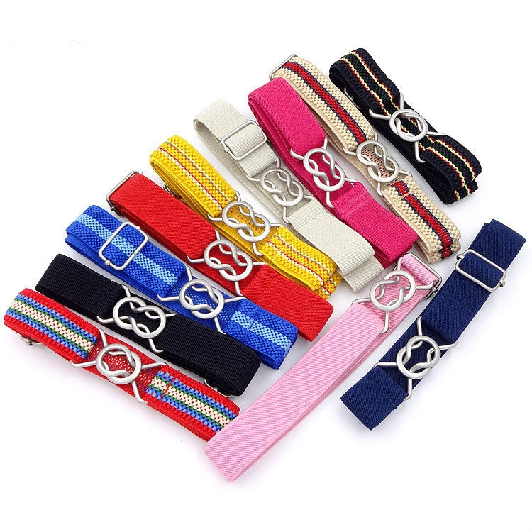 Assorted braided elastic clasp belts for children in multiple colors