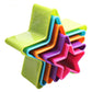 Set of 5 star-shaped plastic cookie plunger molds in neon green, blue, orange, purple