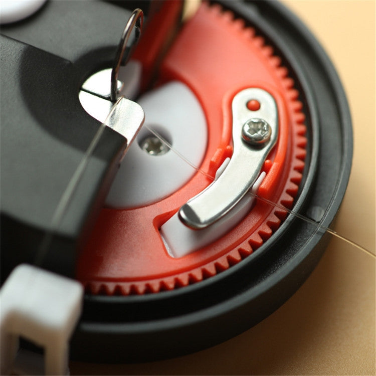 Red and silver hook head mechanism with circular gear and blade