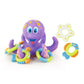 Purple octopus bath toy with floating ring throwers and arm accessories