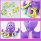 Purple octopus bath toy with ring throwers and star splash ring accessories