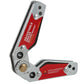 Adjustable magnetic welding locator fixture, silver body with red alignment scale