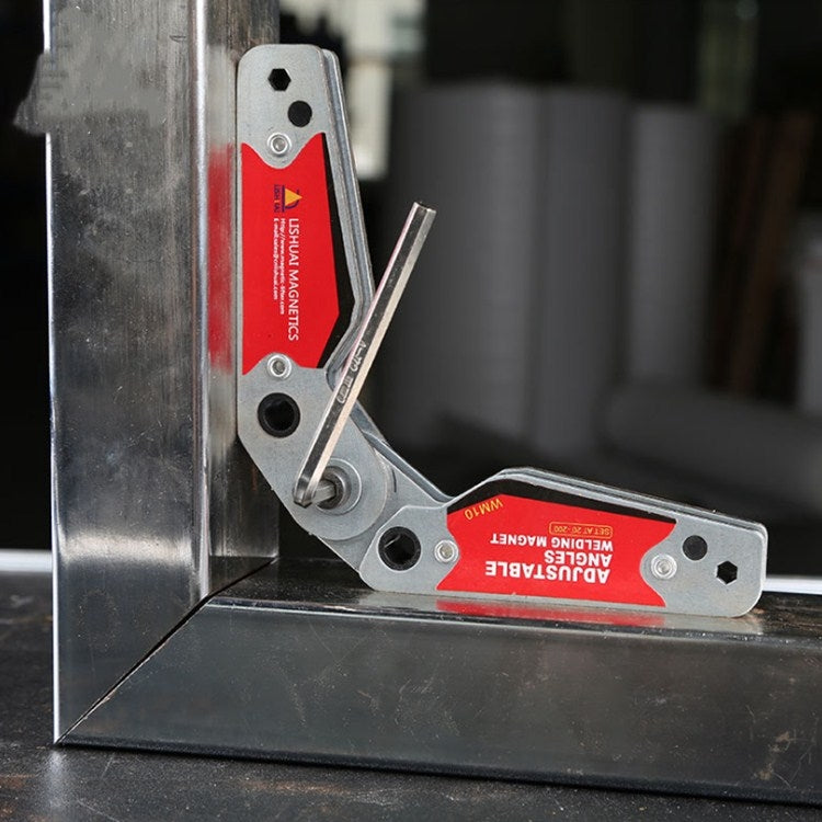 Magnetic welding locator fixture on metal workpiece with hex wrench inserted