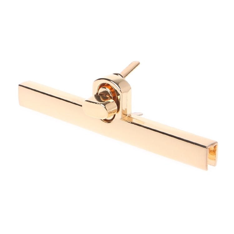 Gold-tone mortise lock with long rectangular backplate and latch
