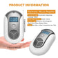 Compact ultrasonic mouse repeller with LCD display and front grille, shown with hand