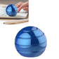 Blue rotating tabletop ball gyroscope toy shown from two angles