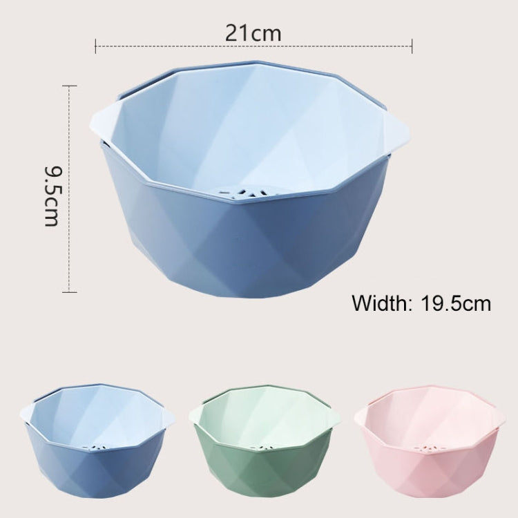 Blue double-layer drain basket with octagonal shape and perforated bottom
