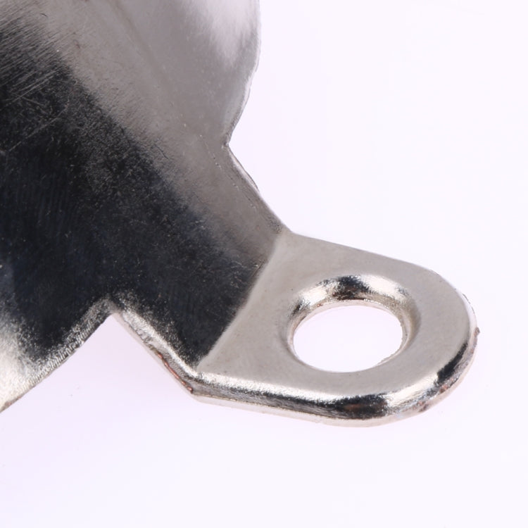 Silver bottle opener mounting end with oval hole and curved lever