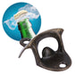 Antique bronze vintage wall-mounted bottle opener with curved handle and mounting holes