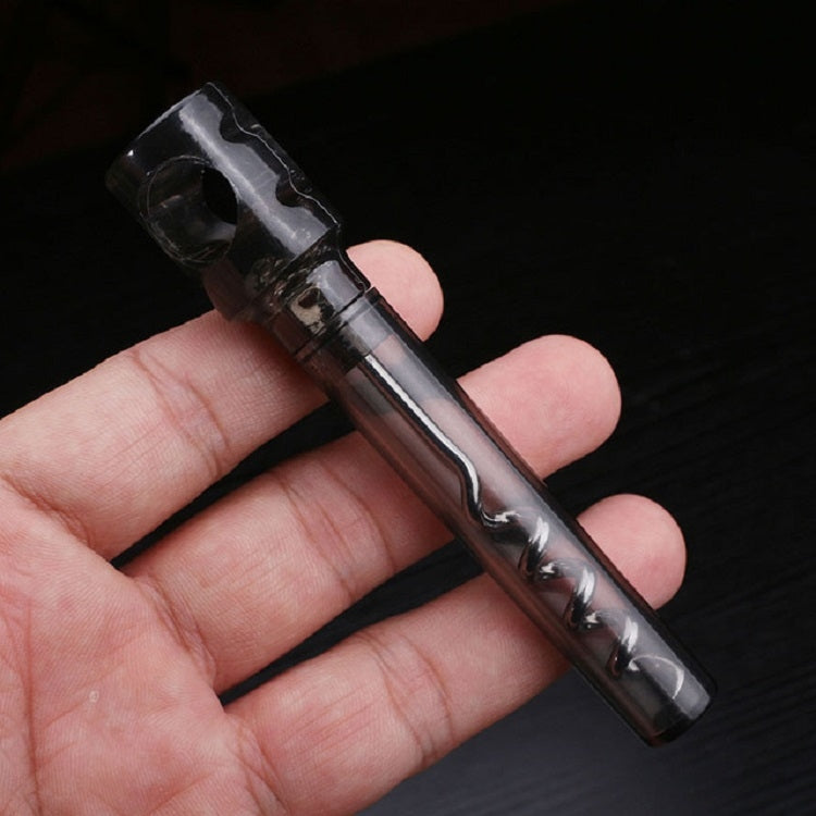 Dark tinted wine corkscrew with clear sleeve and spiral worm