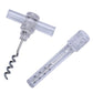 Clear plastic wine corkscrew tool with spiral worm and lever handle