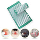 Green acupuncture massage pad and rolled pillow set with white circular acupoints
