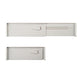 Grey extendable drawer divider panels, two-piece set with center slots and locking clip.
