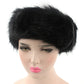 Black faux fur headband bomber hat, soft furry texture and snug fit