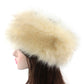 Cream faux fur headband bomber hat with fluffy rounded top