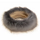 Gray faux fur headband bomber hat with plush wraparound ear coverage