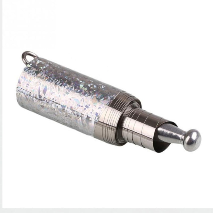 Silver holographic metal prop stick with coiled spring rings and chrome tip