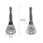 Pair of silver-gray magic keys with size marks: 7.8 cm x 3 cm