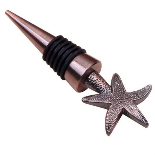 Metal wine stopper with bronze starfish finial