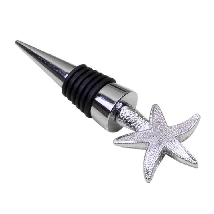 Metal wine stopper with silver starfish finial