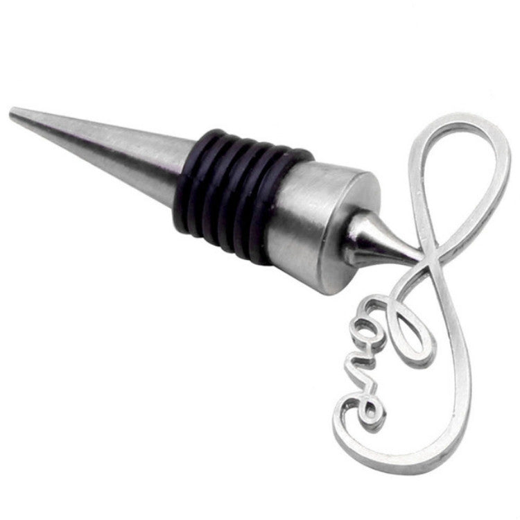 Metal wine stopper with silver ring-style love heart charm