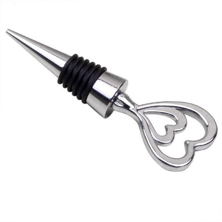 Metal wine stopper with silver heart-shaped charm