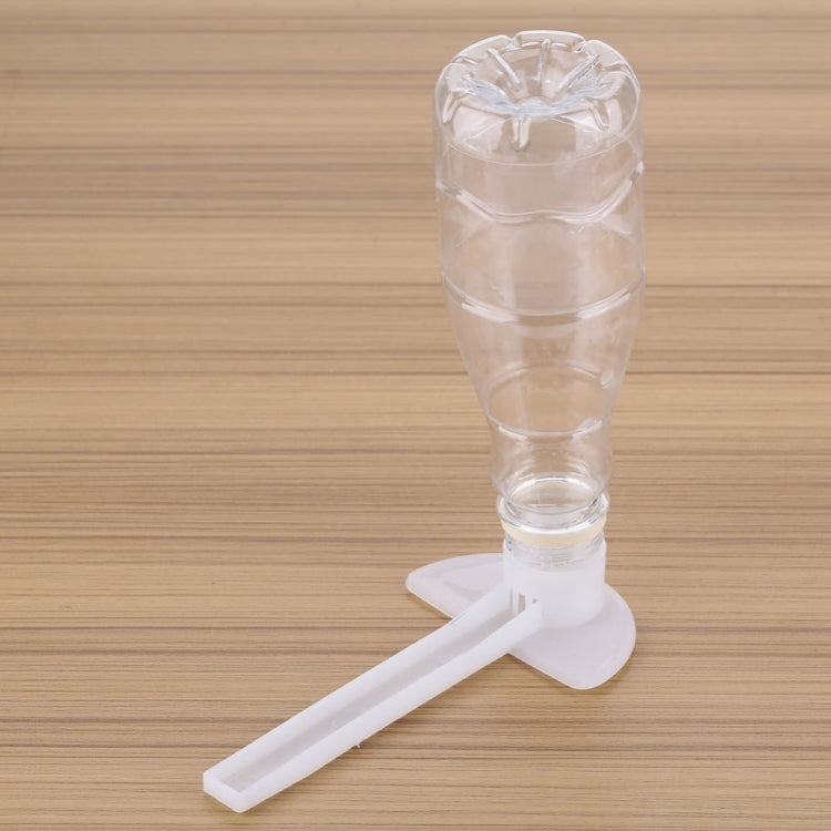 Bee water feeder tool with clear bottle reservoir and white duckbill cap