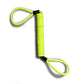 Neon yellow coiled spring cable alarm disc lock with black end connectors and loop grips