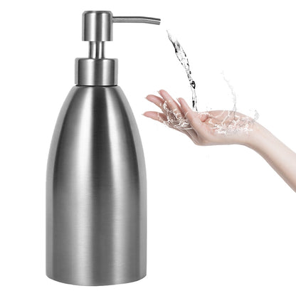 Stainless steel soap dispenser bottle with chrome pump and curved spout