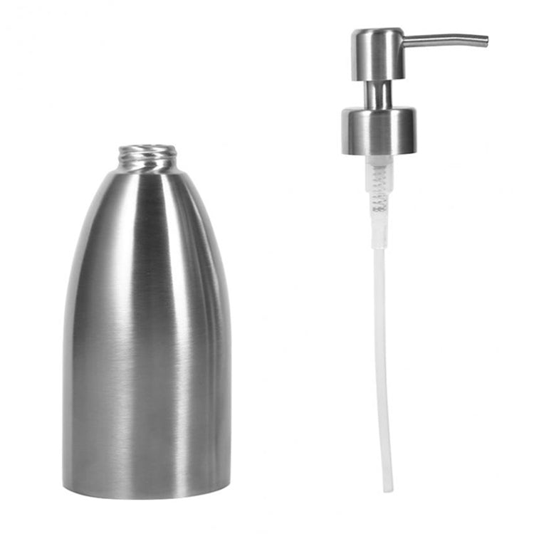 Stainless steel soap dispenser bottle with pump and clear dip tube