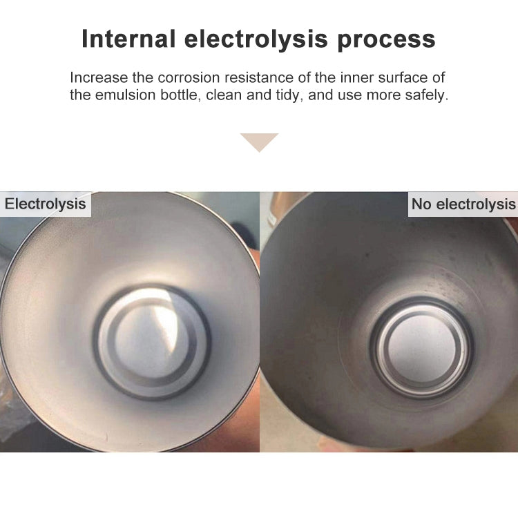 Stainless steel soap dispenser bottle interior with smooth circular finish