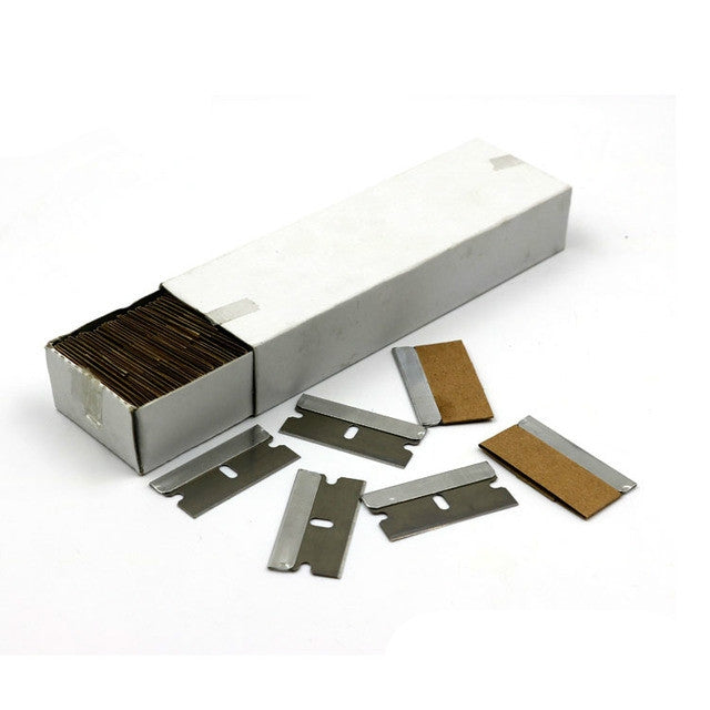 Box of replacement scraper blades with metal cutting pieces
