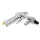 Handheld sandblasting gun with brass inlet fitting and black air outlet