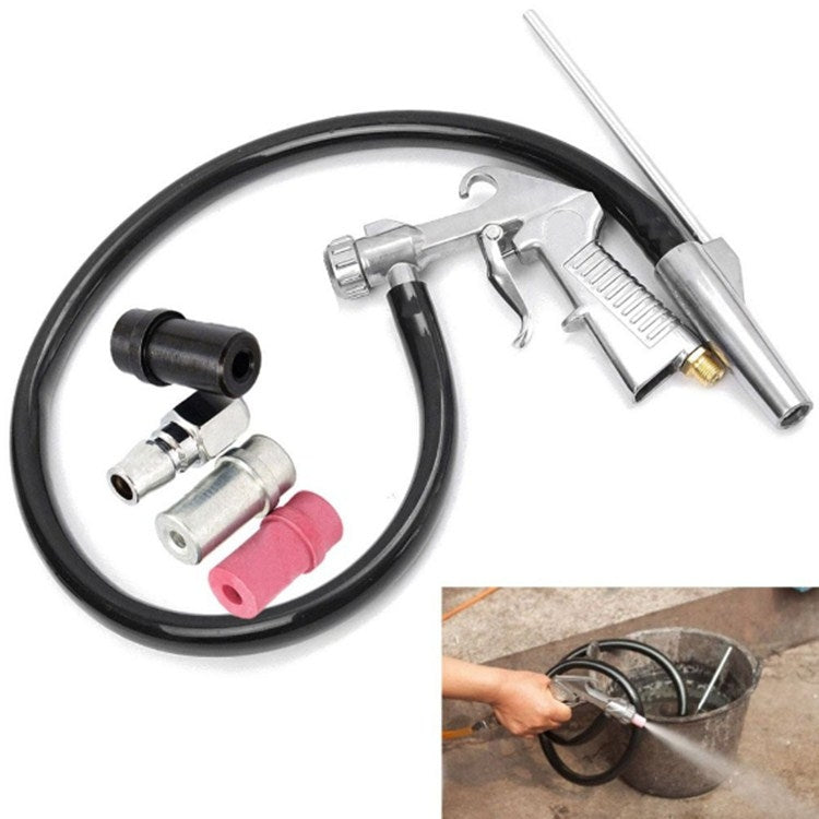 Sandblasting accessory kit with black hose, air gun, and purple nozzle insert
