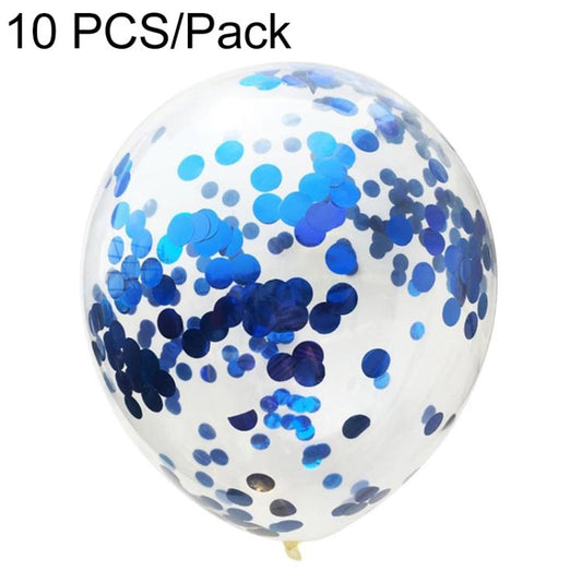 Blue confetti latex balloon, clear round 12 inch party balloon (10-pack)