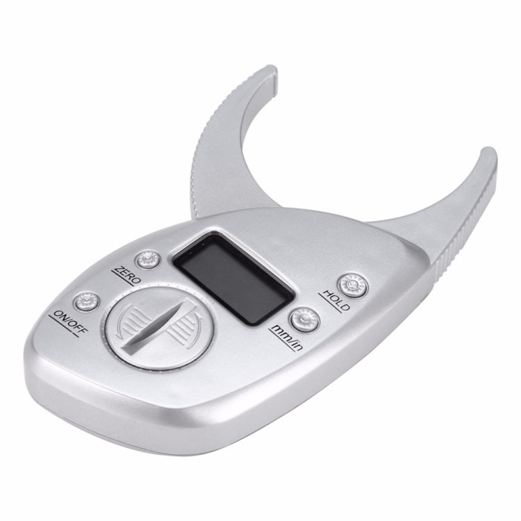 Silver digital caliper with LCD screen and control buttons