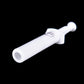 White venom extractor syringe close-up with printed measurement marking