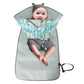 Gray waterproof baby changing pad with teal leaf-pattern cover and black fastening ties.