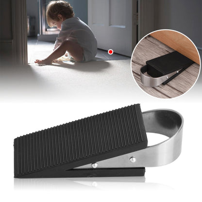 Door anti-theft protection pad with black textured insert and metal strap clamp