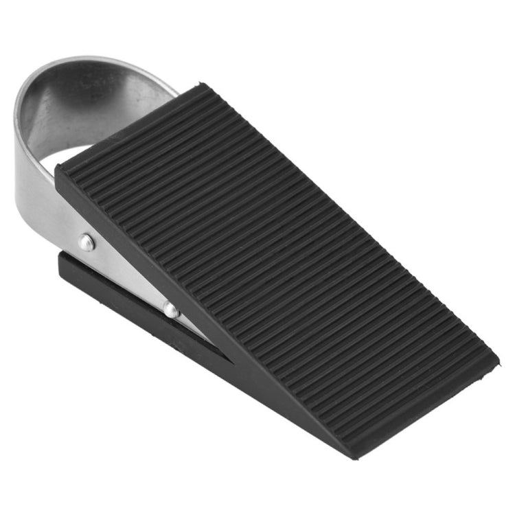 Door anti-theft pad detail showing black ridged blocker and silver mounting band