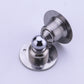 Polished stainless steel magnetic door stop with circular wall plate and ball bumper